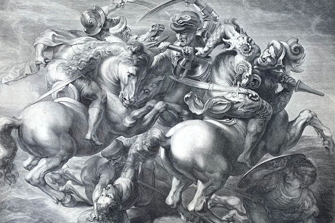 Combat de chevaliers de la bataille d'Anghiari de Léonard de Vinci