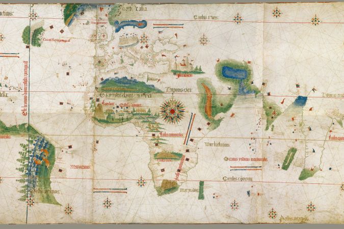 Charta del Navicare für die neu gefundenen Inseln im Teil Indiens (Carta del Cantino)