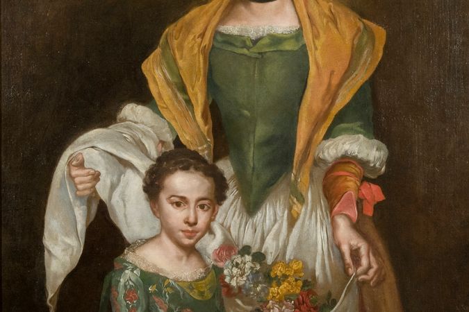 Portrait von zwei Mädchen, die beiden Schwestern