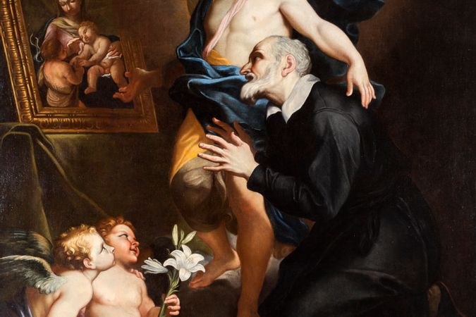St. Philip Neri in prayer before an image of the B.V. Maria