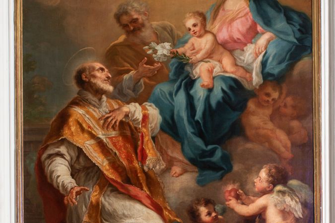 St. Philip praying before the Holy Family