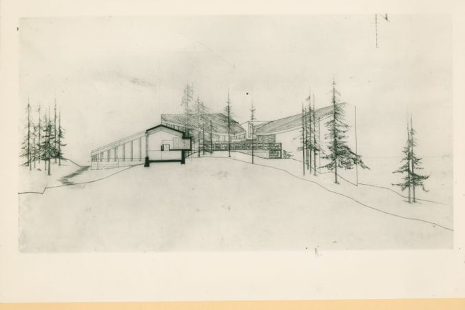 Competition project for the Olivetti mountain colony, Brusson