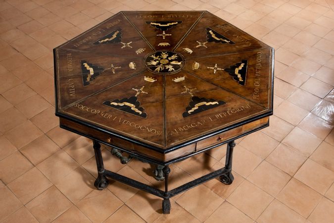  Heptagonal Cabinet Table
