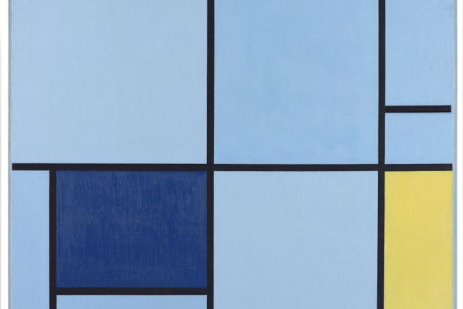 Composition avec rouge, jaune et bleu