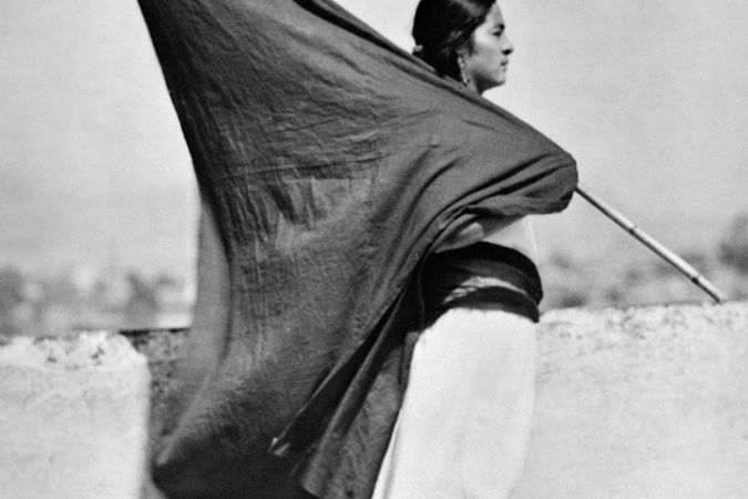 Woman with flag, Mexico