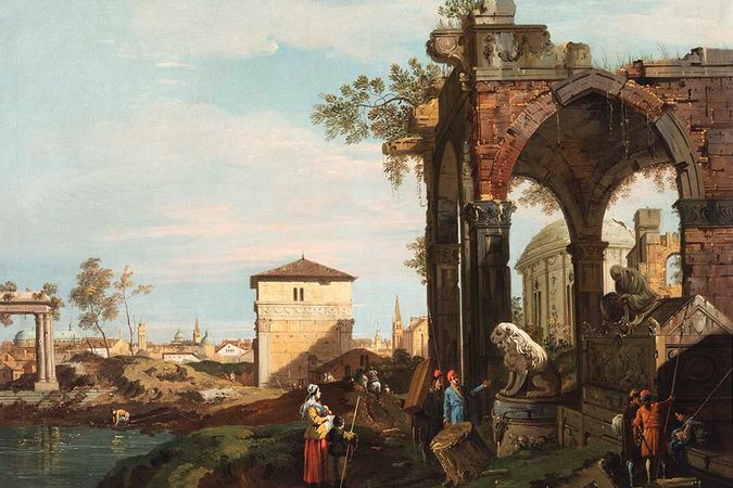 Capriccio con rovine e Porta Portello a Padova