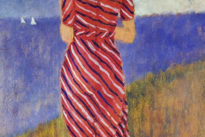 Figure with striped dress