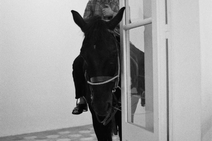 En masque à cheval