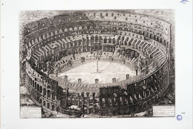 Vista del Anfiteatro Flavio, conocido como el Coliseo
