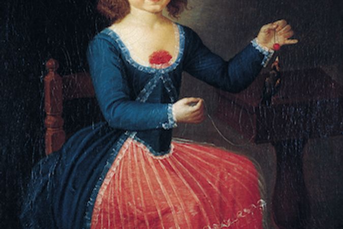 Porträt eines Mädchens in einem roten Rock