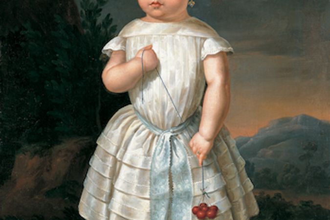 Porträt eines Mädchens mit Kirschen