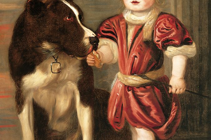 Bildnis eines jungen Mannes mit Hund