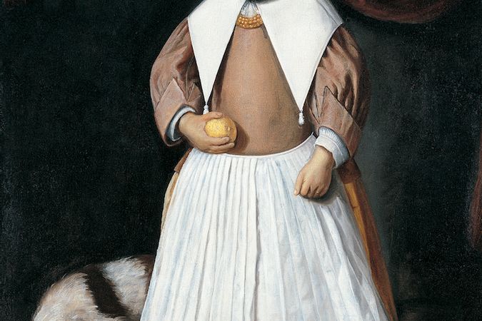 Porträt eines holländischen Mädchens mit einer Zitrone in der Hand