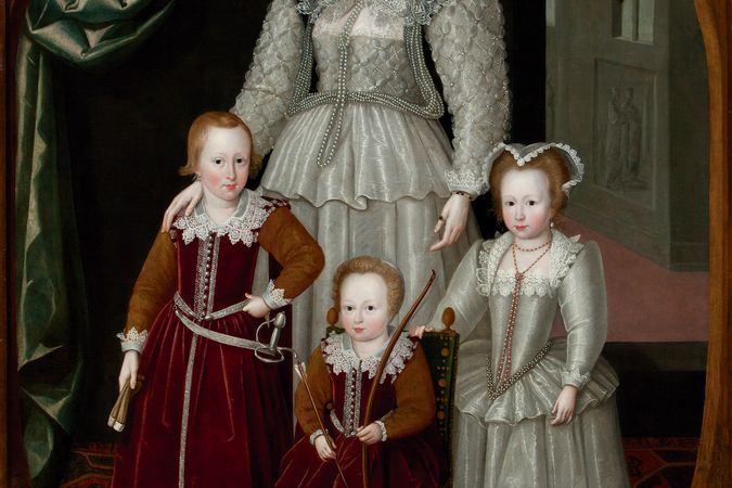 Portrait of Anne, Lady Wentworth and their children Thomas, Jane and Henry