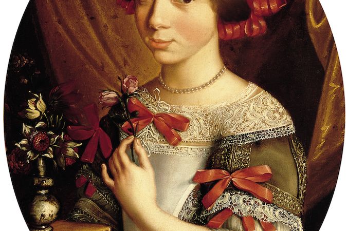 Portrait of a girl with roses