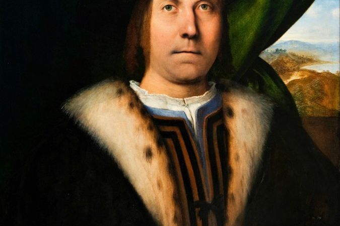 Porträt des Mannes mit Rosenkranz