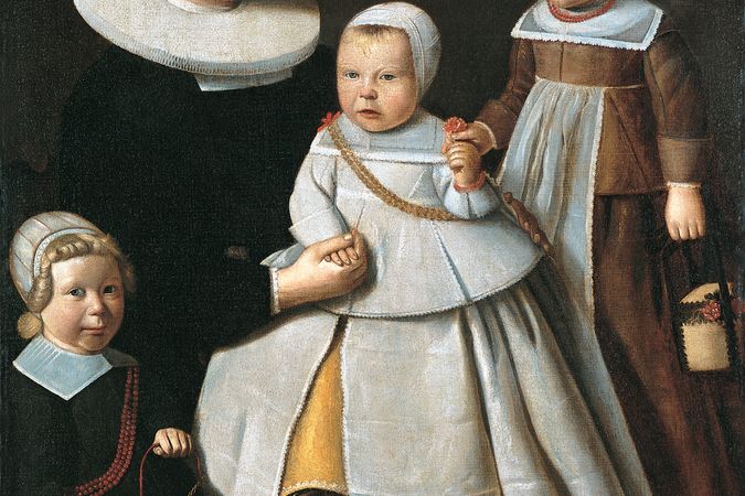 Portrait of a lady with her two sons and a daughter