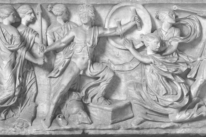 Sarcófago con representación de Aquiles entre las hijas de Nicomedes