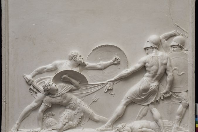Sócrates salva a Albiciades en la batalla de Potidea