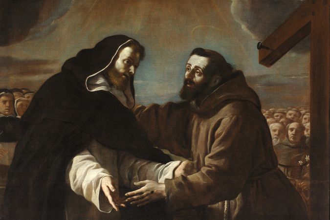 Treffen zwischen dem heiligen Franziskus und dem heiligen Dominikus