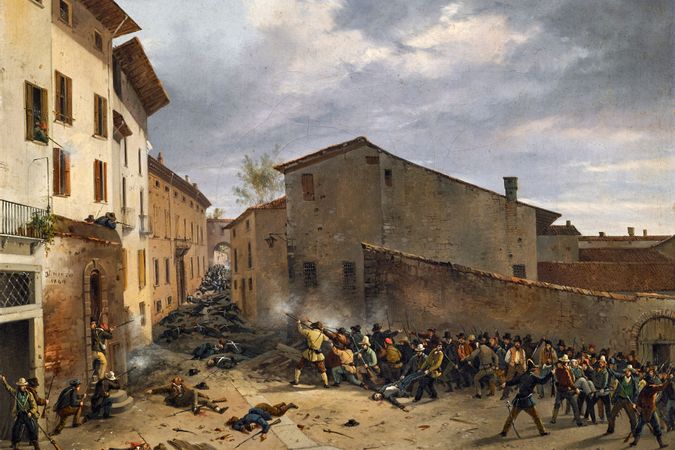 Luchando en Piazzetta dell'Albera (31 de marzo de 1849)