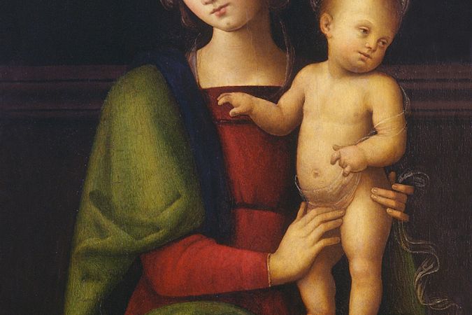 Madonna and Child with two cherubs