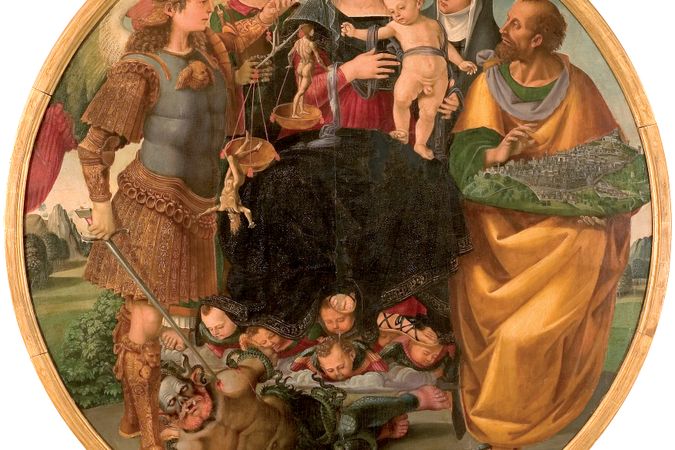 Vierge à l'Enfant avec les saints Michel, Vincent, Marguerite de Cortone et Marc
