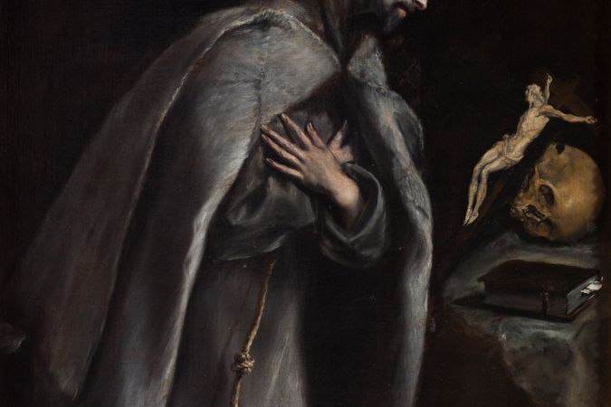 Saint Francis in meditation on his knees