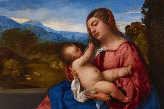 Virgen y el Niño en un paisaje