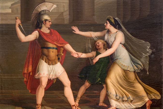 Pyrrhus droht, Astaniax zu töten