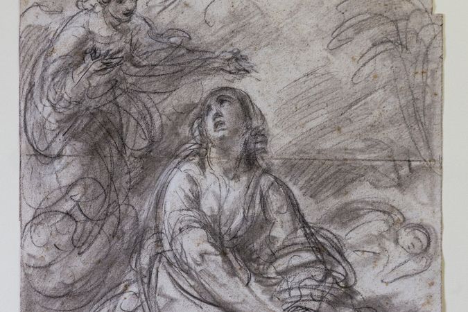 Hagar in the desert comforted by the angel