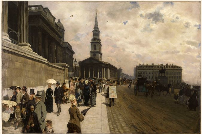 The National Gallery and Saint Martin's Church in London