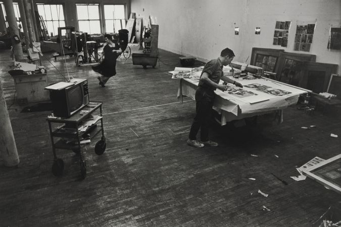 Robert Rauschenberg in his studio