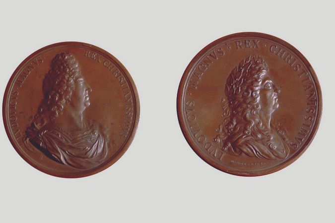 Ludwig XIV. gewidmete Medaille zum Gedenken an die französische Bombardierung von Genua im Jahr 1684