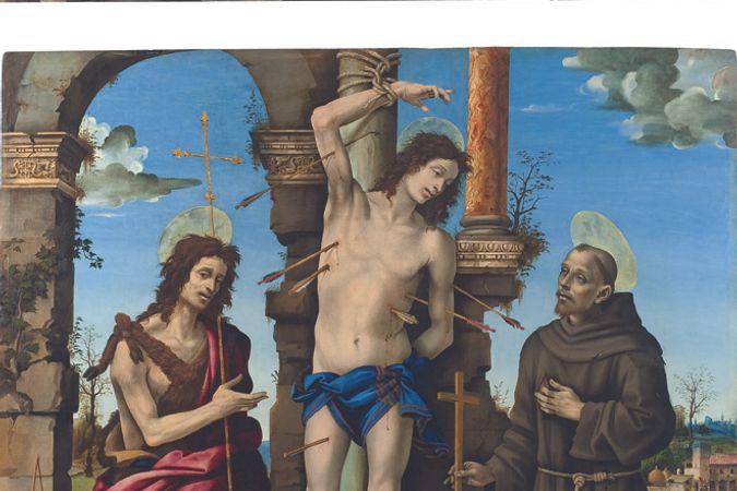 Heiligen Sebastian, Johannes der Täufer und Franziskus