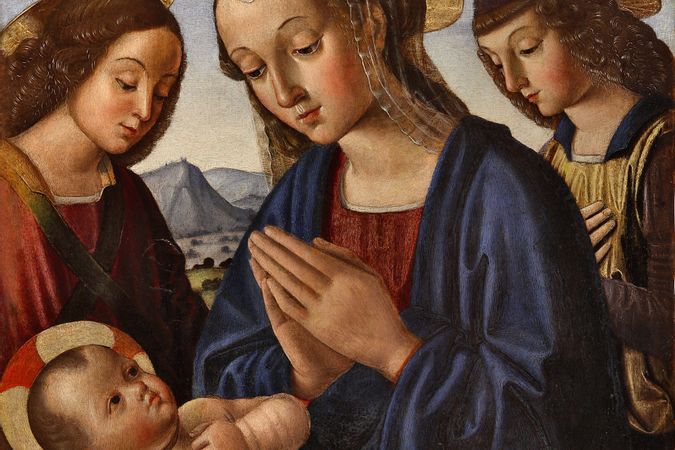 Madonna und Kind mit zwei Engeln