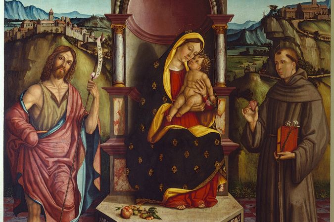 Thronende Madonna mit Kind und SS. Giovanni Battista und Antonio da Padova