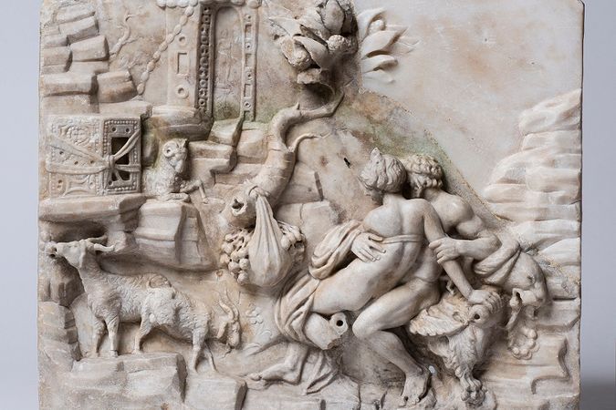 Landschaftsrelief, bekannt als Polyphem und Galatea