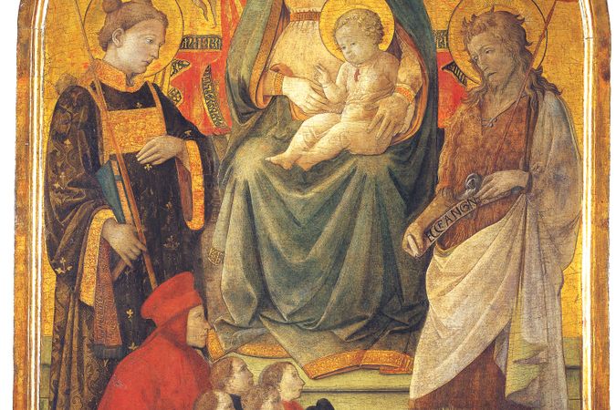 La Virgen con el Niño, San Esteban, San Juan Bautista y Francesco de Marco Datini presentando los cuatro Buonomini (Madonna del Ceppo)