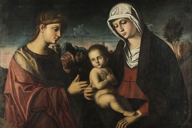 virgen con el niño y santa catalina