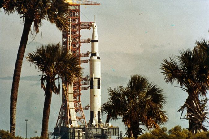 La fusée Saturn V qui a permis aux trois astronautes d'atterrir sur la Lune avec la mission Apollo 11