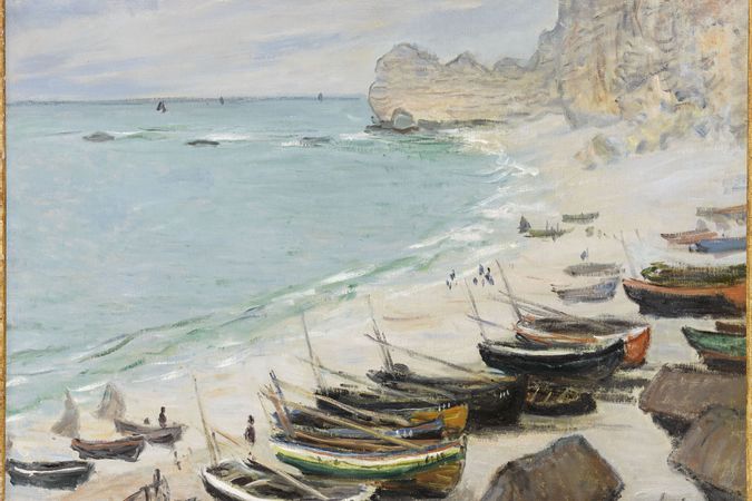 Boats on the beach of Etretat