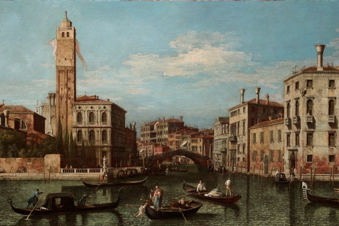 Il Canal Grande verso Cannaregio con la chiesa di San Geremia, palazzo Labia e il ponte delle Guglie