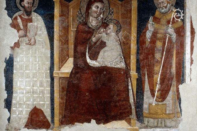 Thronende Madonna mit Kind und den Heiligen Bartholomäus und Geminiano