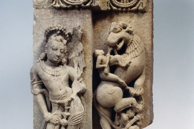 Architekturfragment mit Shiva und Vyala