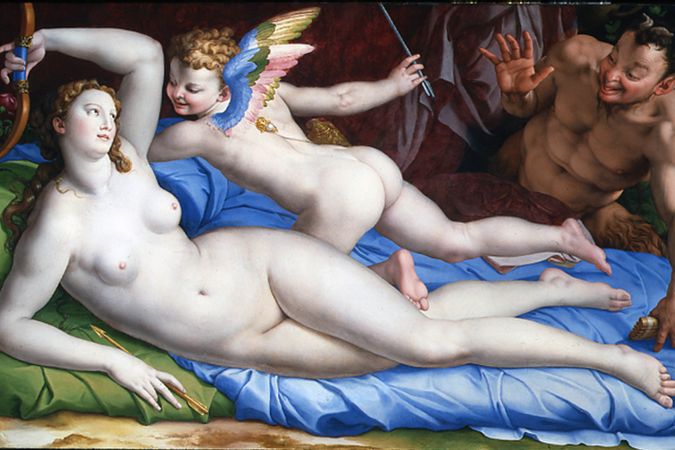 Venus, Amor und Satyr