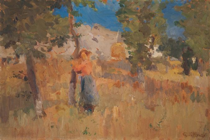 Paysage avec personnage féminin