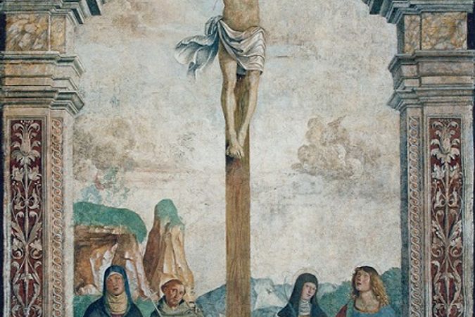 Il Crocefisso, la Madonna e i Santi Francesco, Chiara, Giovanni Evangelista e Maddalena 