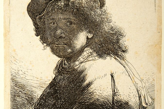 Autoportrait avec foulard autour du cou et visage dans l'ombre