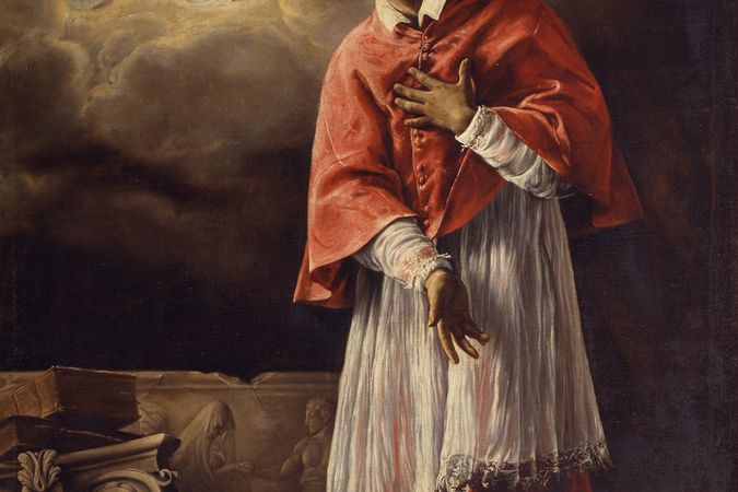 San Carlo Borromeo en adoración de la Trinidad